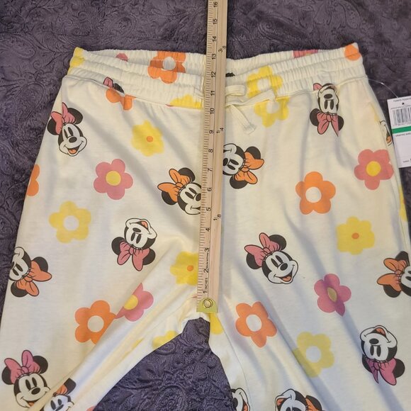 NWT Disney Minnie Mouse Drawstring 60% Cotton Cream Lounge Pants Juniors Size L - Picture 11 of 13